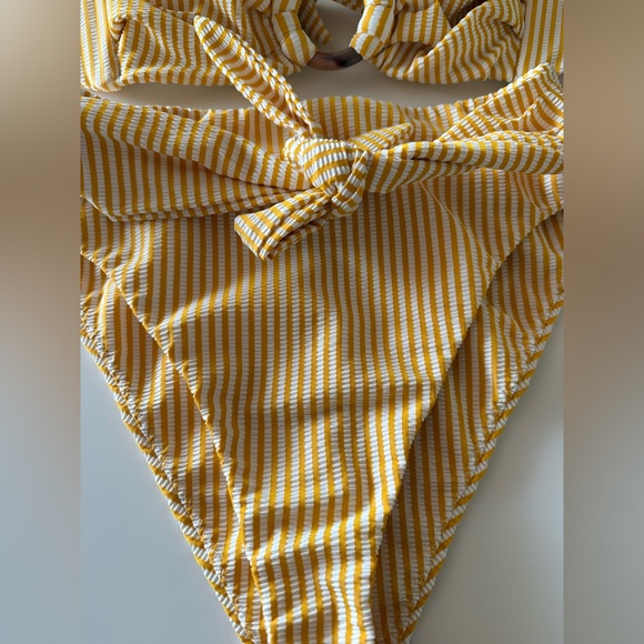 Montce Canary Stripe Bikini Paula Bottoms and Strapless Top Size Medium - Picture 2 of 6